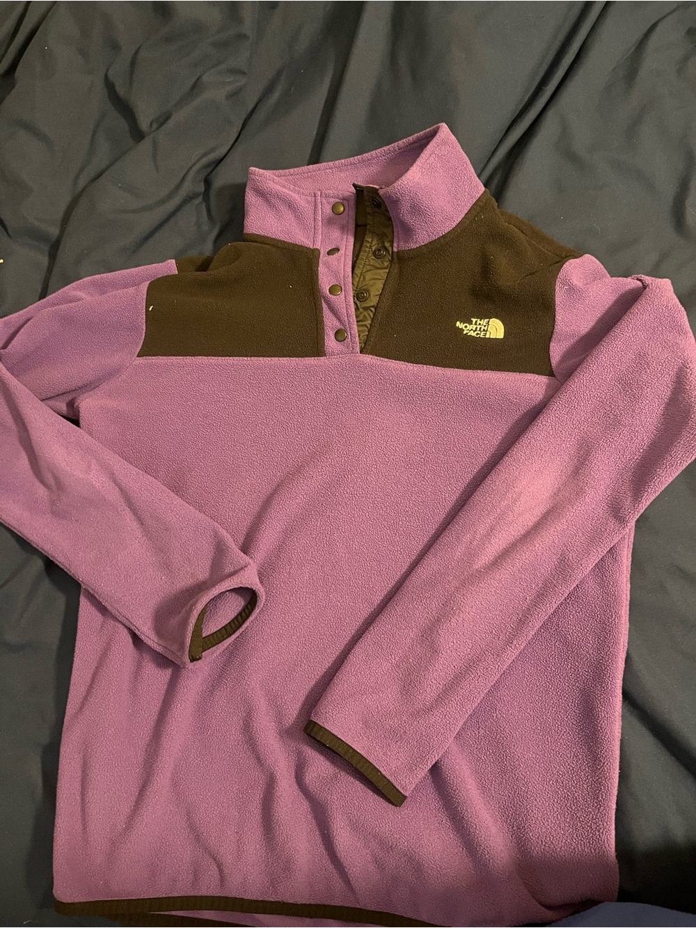 The North Face Lavender and Brown Fleece Snap Pullover